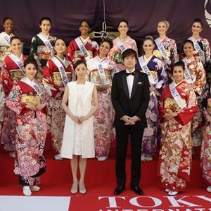 世界各国の美女が着物でおもてなし! 歌舞伎座にミス･インターナショナル集結