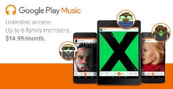 Google Play Music ファミリープラン開始 Apple Musicと同じ14 99ドル マイナビニュース