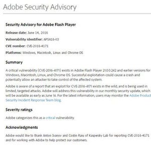 Adobe Flash Playerに未修正の脆弱性、標的型攻撃も確認