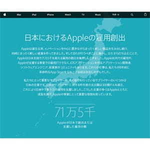 アップルが日本経済において、一体どれほど貢献を果たしたのか? - 「日本におけるAppleの雇用創出」と題されたページで報告