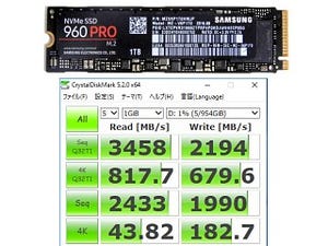 再び常識を破ったSSD - リード最大3,500MB/sの第2世代M.2 NVMe「Samsung SSD 960 PRO」を検証