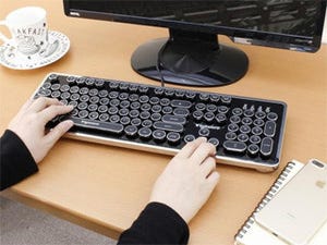 上海問屋、欧文タイプライター風のデザインを採用したゲーミングキーボード