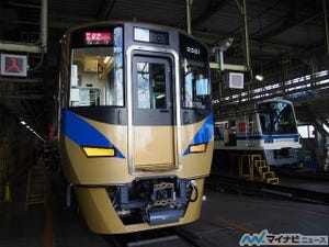 「泉北ライナー」新型車両、泉北12000系に試乗 - 車体に金色、その理由は?