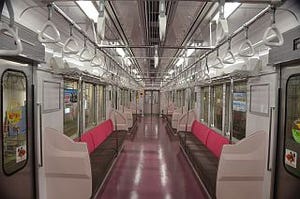 新京成電鉄8800形1編成の内装をリニューアル - 外装に合わせてピンク基調に