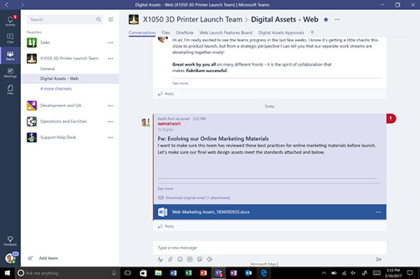 Office 365のチャット機能 Microsoft Teams が全世界で公開 マイナビニュース