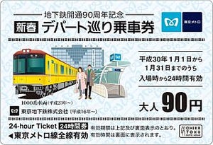 東京メトロ24時間券3枚で270円「新春デパート巡り乗車券」特典も