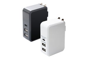 ミヨシ、USB PD対応で最大45W供給の3ポートUSB充電器