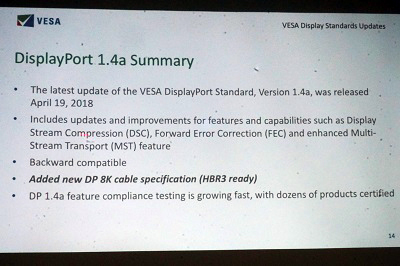 VESA、DisplayPort 1.4a技術説明会