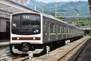 JR東日本、日光線205系「書道列車」運行 - 地元高校生の作品展示