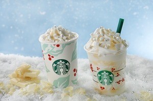 スタバ新作はホワイトチョコのフラペチーノ! - 雪のクリスマスをイメージ