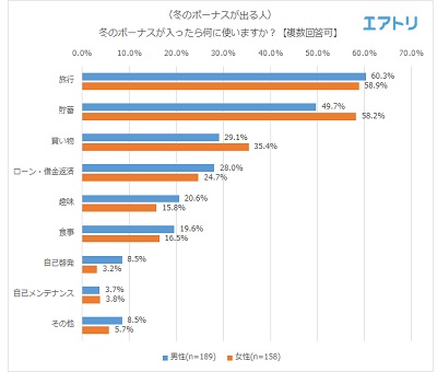 冬のボーナスの使い道