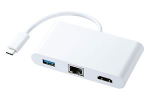 サンワサプライ、USB Type-Cからの映像・LAN・USB Type-Aアダプタ