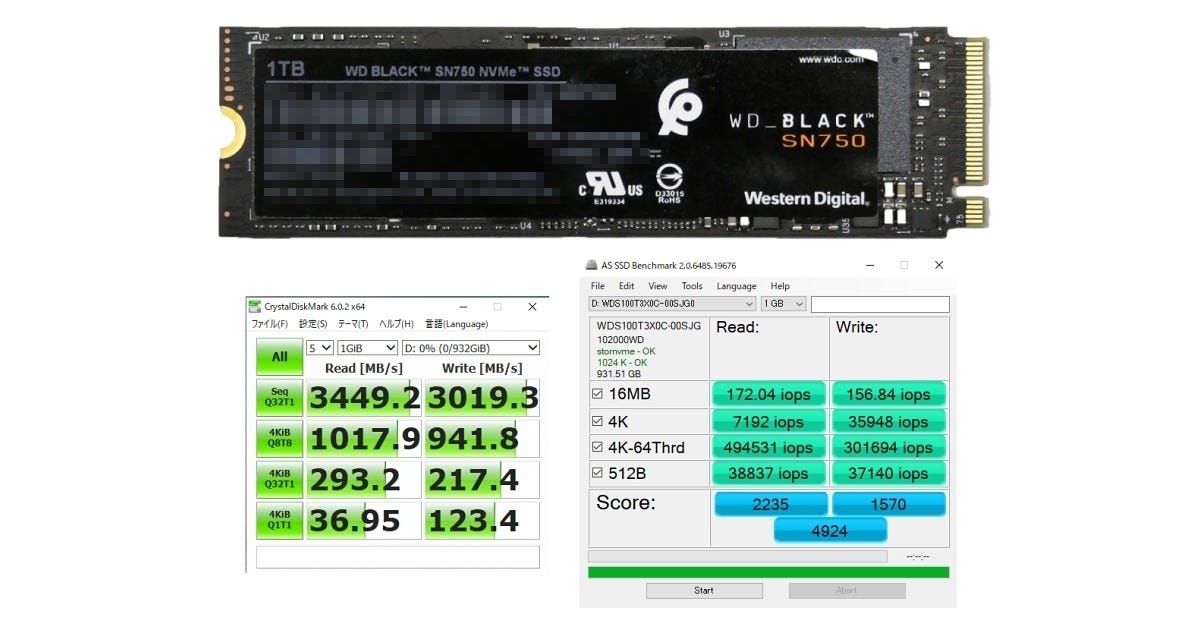 ウエスタンデジタルのNVMe高速SSD「WD Black SN750 NVMe SSD」レビュー