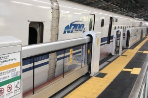JR西日本、岡山駅の山陽新幹線ホームで可動式ホーム柵の設置工事