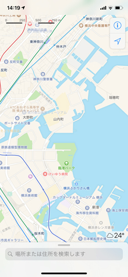iPhoneの「マップ」は片手で拡大/縮小できるの?