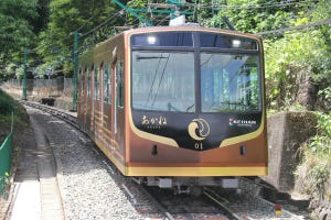 京阪電気鉄道「あかね」「こがね」新デザインのケーブルカー公開