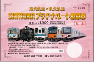 「東武鉄道×秩父鉄道SAITAMAプラチナルート乗車券」11/30まで発売