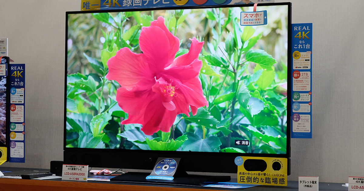 BS4K裏録や4K画質BDダビングもできる、三菱REAL 4Kテレビ「RA2000