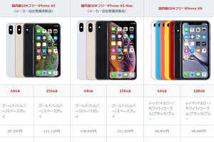 mineoでiPhone XSシリーズやiPhone XR追加、iPhone 8とSEは値下げ
