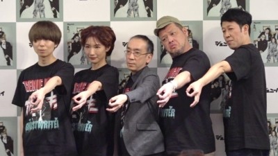 1stフルアルバム『ジェニーハイストーリー』に関する合同取材会を開催したジェニーハイ(左から)川谷絵音、中嶋イッキュウ、新垣隆、くっきー!、小籔千豊