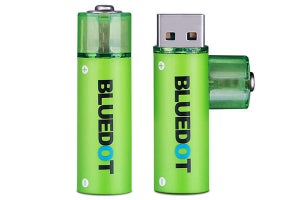 乾電池と同じ形状のリチウムイオン充電池　USBで充電、1.5V出力
