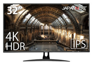 JAPANNEXT、IPS-AHVAパネル光沢仕様の32型4K 60Hz液晶ディスプレイ