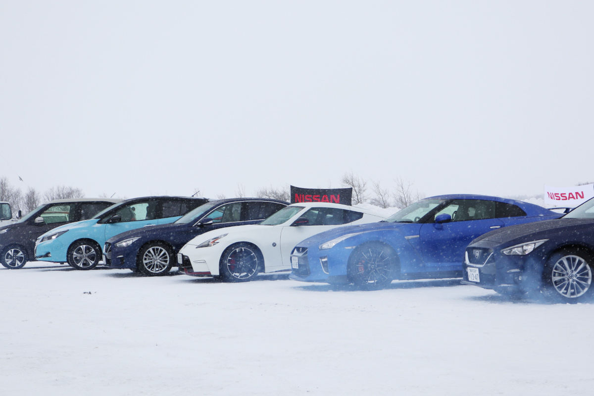 日産自動車雪上試乗会の様子