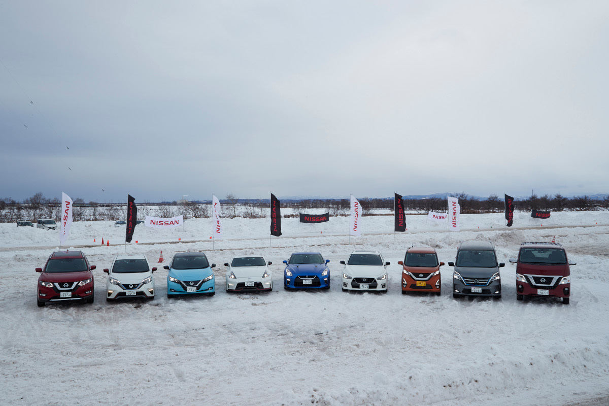 日産自動車雪上試乗会の様子