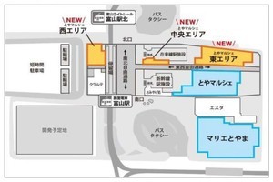 あいの風とやま鉄道富山駅高架下の商業施設3エリア、4/27同時開業