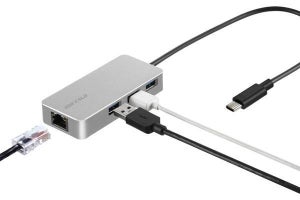 バッファロー、USB-A×3基と有線LAN×1基を増設するUSBアダプタ