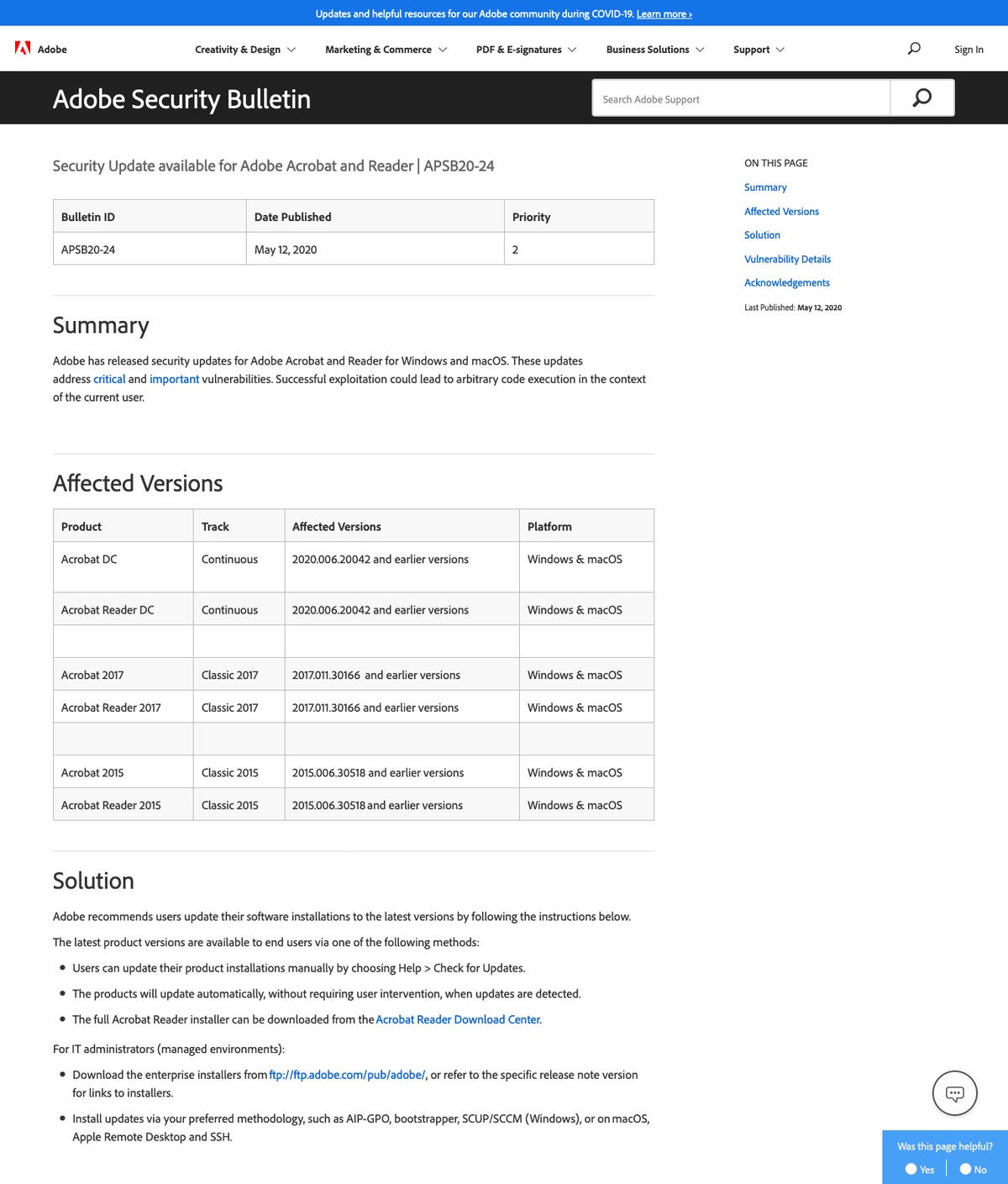 Adobe Acrobatとreaderなどに緊急の脆弱性 すぐにアップデートを Tech