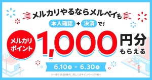 メルペイ、新規本人確認・利用で1,000円相当ポイントをプレゼント