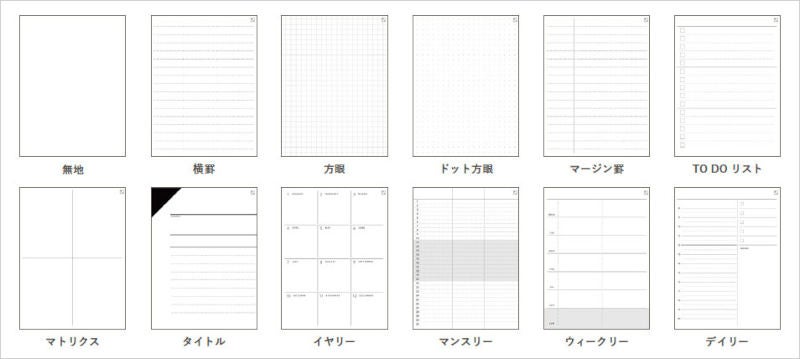 ノートの罫線の種類