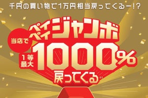 ドスパラ、1等最大1000％戻ってくる「8月のペイペイジャンボ」に参加