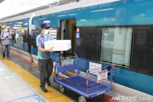 JR東日本E257系「踊り子」で直送、南伊豆産の伊勢海老が東京駅に