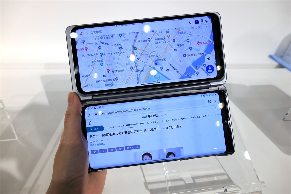 ドコモ冬春の2画面化スマホ Lg Velvet 軽くなって実用性アップ マイナビニュース