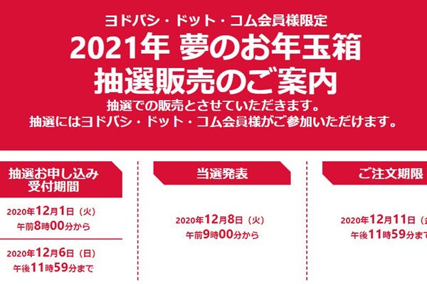 ヨドバシ 21年 夢のお年玉箱 の受付開始 抽選結果は12月8日に マイナビニュース