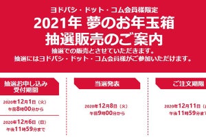 ヨドバシ「2021年 夢のお年玉箱」の受付開始 - 抽選結果は12月8日に！