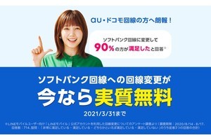 LINEモバイル、ソフトバンク回線へ変更した人に3,300ポイントプレゼント