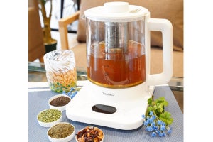 サンコー、好みの温度でお茶を煮出せる茶こし付き電気ポット
