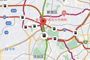 Google マップで、JR/東京メトロ/都営地下鉄の電車の現在地が分かるように