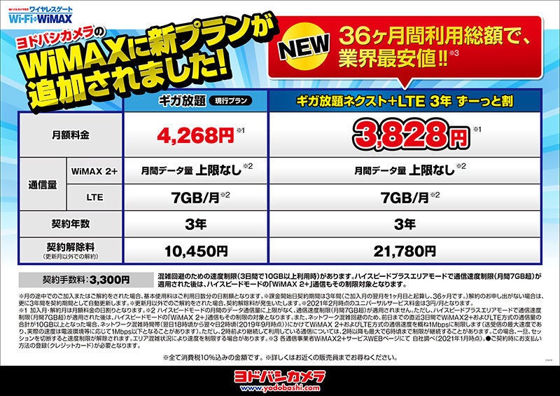 ヨドバシ Wimax2 サービスの月額料金を値下げした新プラン マイナビニュース