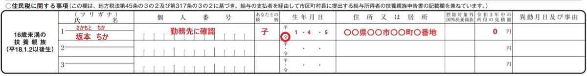 扶養控除等(異動)申告書の書き方