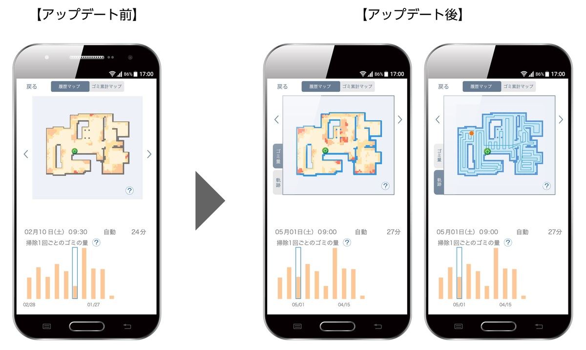 ゴミマップの改良前後の比較