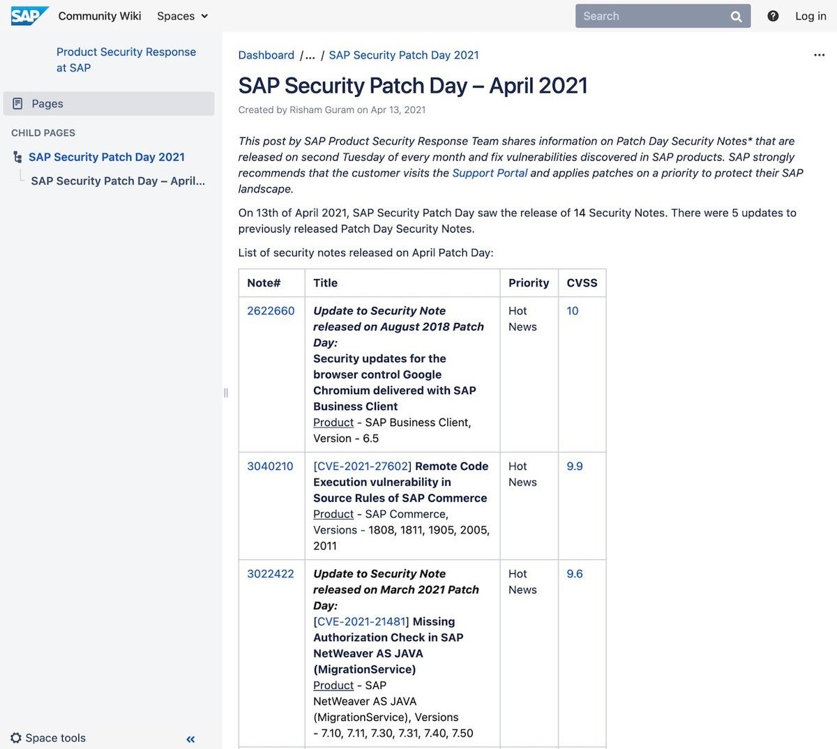 Sap 21年4月の月例セキュリティパッチをリリース 19件の脆弱性修正 マピオンニュース