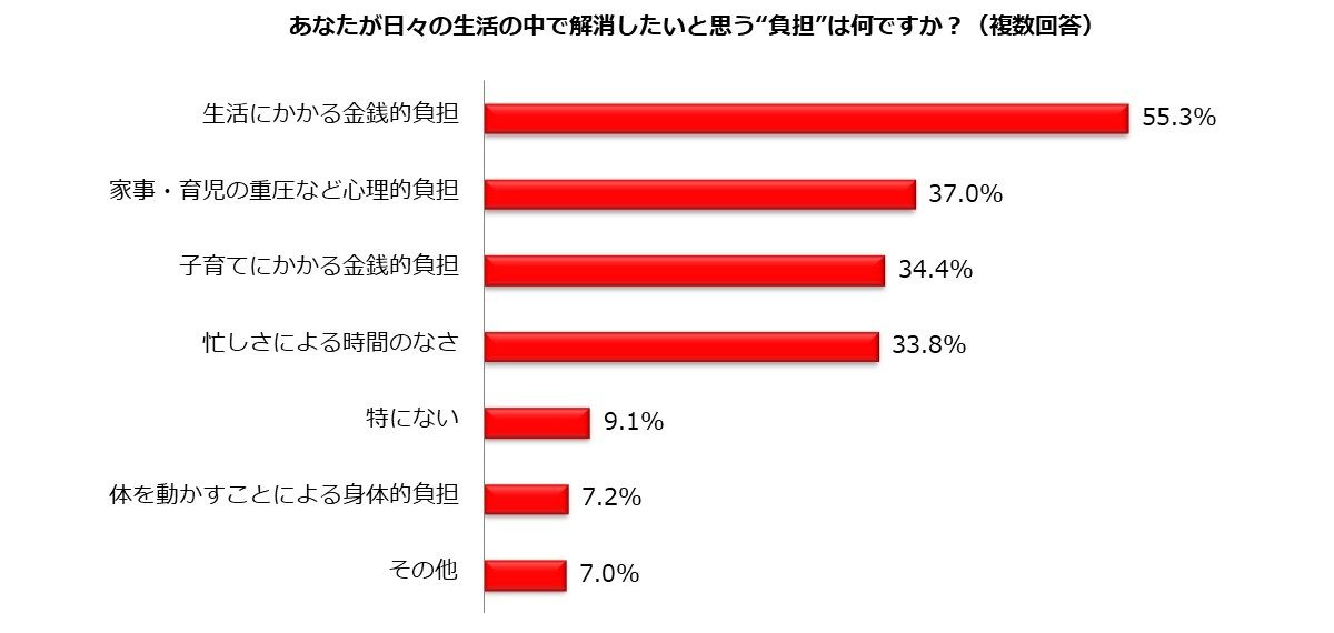 日々の生活の中で解消したいと思う負担