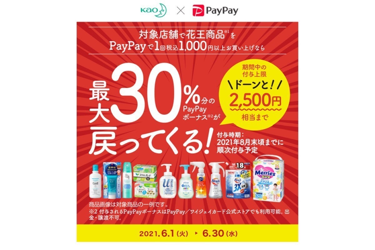 Paypay 1 000円以上の花王商品購入で最大30 戻ってくるキャンペーン マイナビニュース