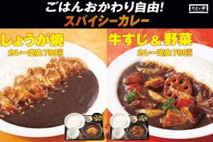やよい軒、「しょうが焼カレー」「牛すじと野菜のカレー」の定食を新発売!