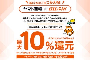 クロネコヤマト「宅急便」の配送料の支払いで10％還元　au PAY