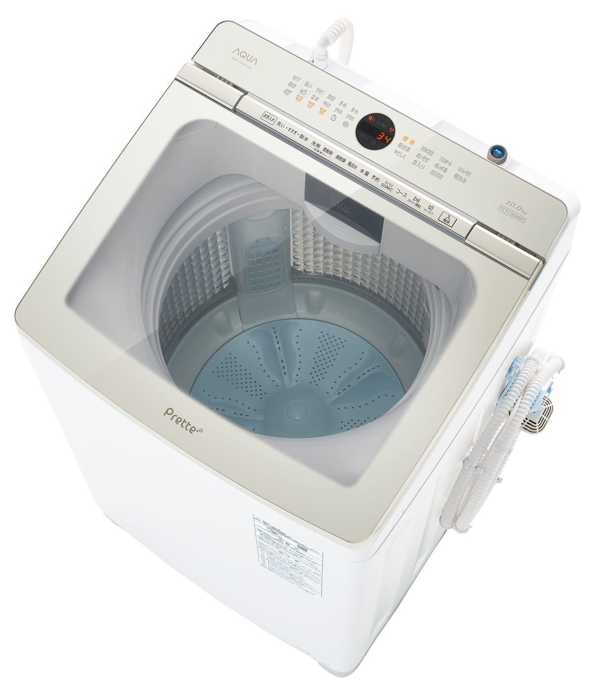 アクア 液体洗剤 柔軟剤の自動投入や超音波部分洗浄を備えた洗濯機 Prette マイナビニュース